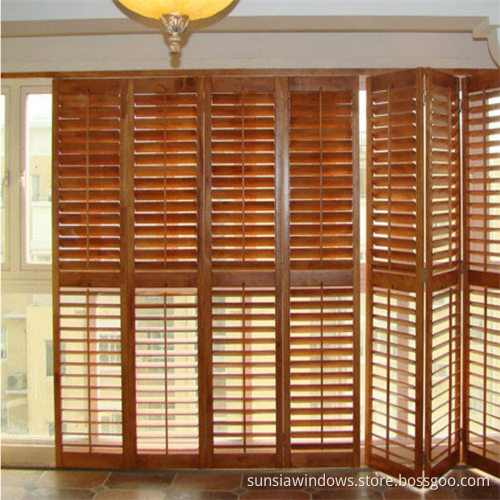 Wooden Grain Fold Sliding Aluminium Louvre Door